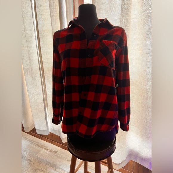 Madewell size m flannel red buffalo plaid - Picture 1 of 10